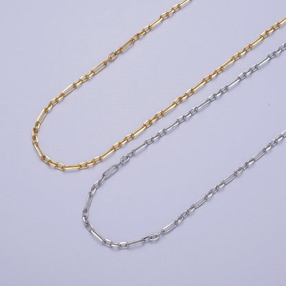 24K Gold Filled 2mm Mini Flat Link Paperclip Cable Chain Gold, Silver Unfinished Chain | ROLL-905, ROLL-906