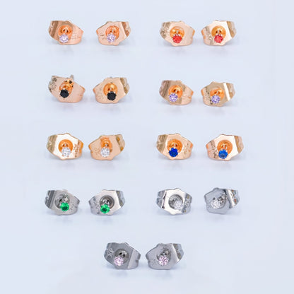24K Gold Filled 2mm Round CZ Mini Stud Earrings in Gold &amp; Silver | AB992 - AB1000