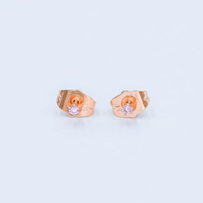 24K Gold Filled 2mm Round CZ Mini Stud Earrings in Gold &amp; Silver | AB992 - AB1000