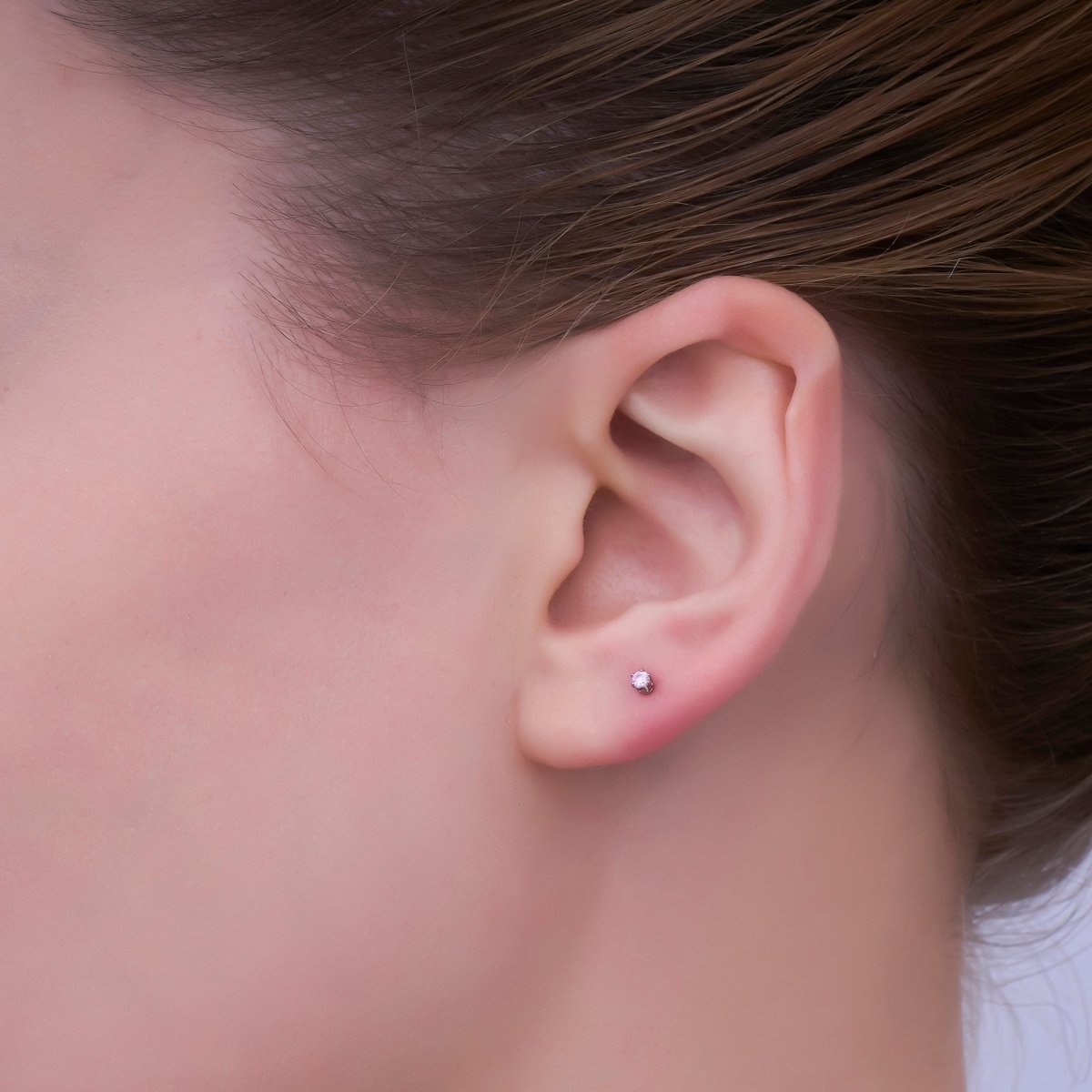 24K Gold Filled 2mm Round CZ Mini Stud Earrings in Gold &amp; Silver | AB992 - AB1000