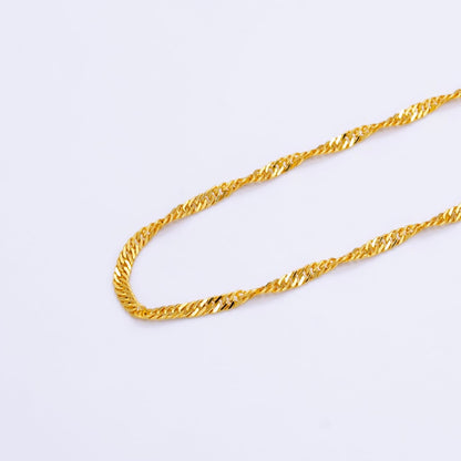 24K Gold Filled 2mm Singapore Chain 16 Inch Choker Necklace | WA-2496