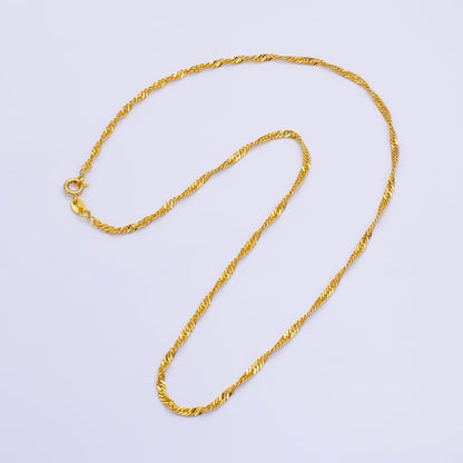 24K Gold Filled 2mm Singapore Chain 16 Inch Choker Necklace | WA-2496