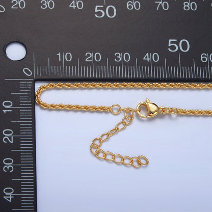 24K Gold Filled 2mm Twisted Rope Chain 18 Inch Necklace | WA-2642