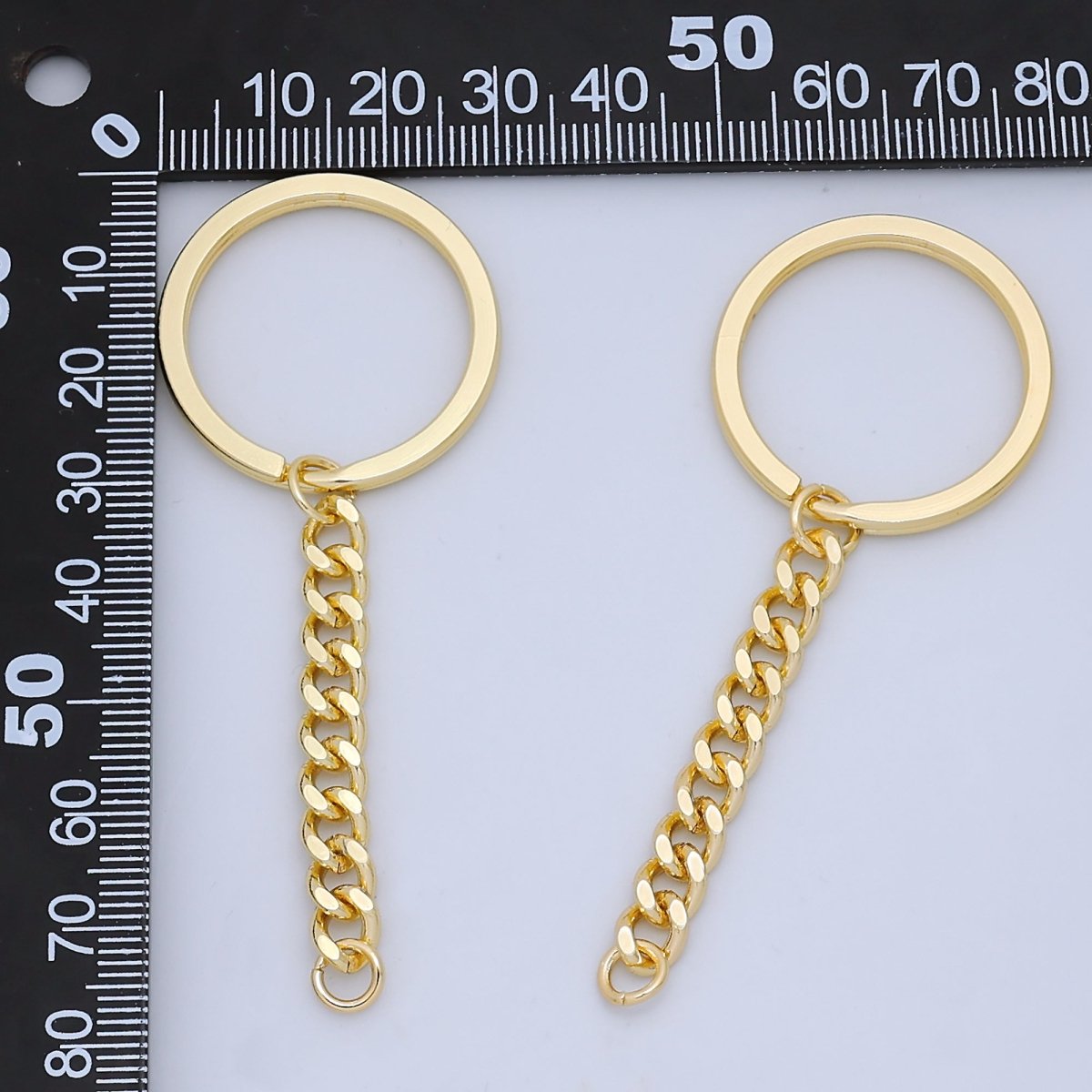 24K Gold Filled 3-Inch Curb Chain Drop Keychain Findings | Z1073
