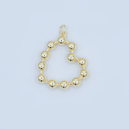 24K Gold Filled 30.5mm Beaded Bubble Heart Charm | M708