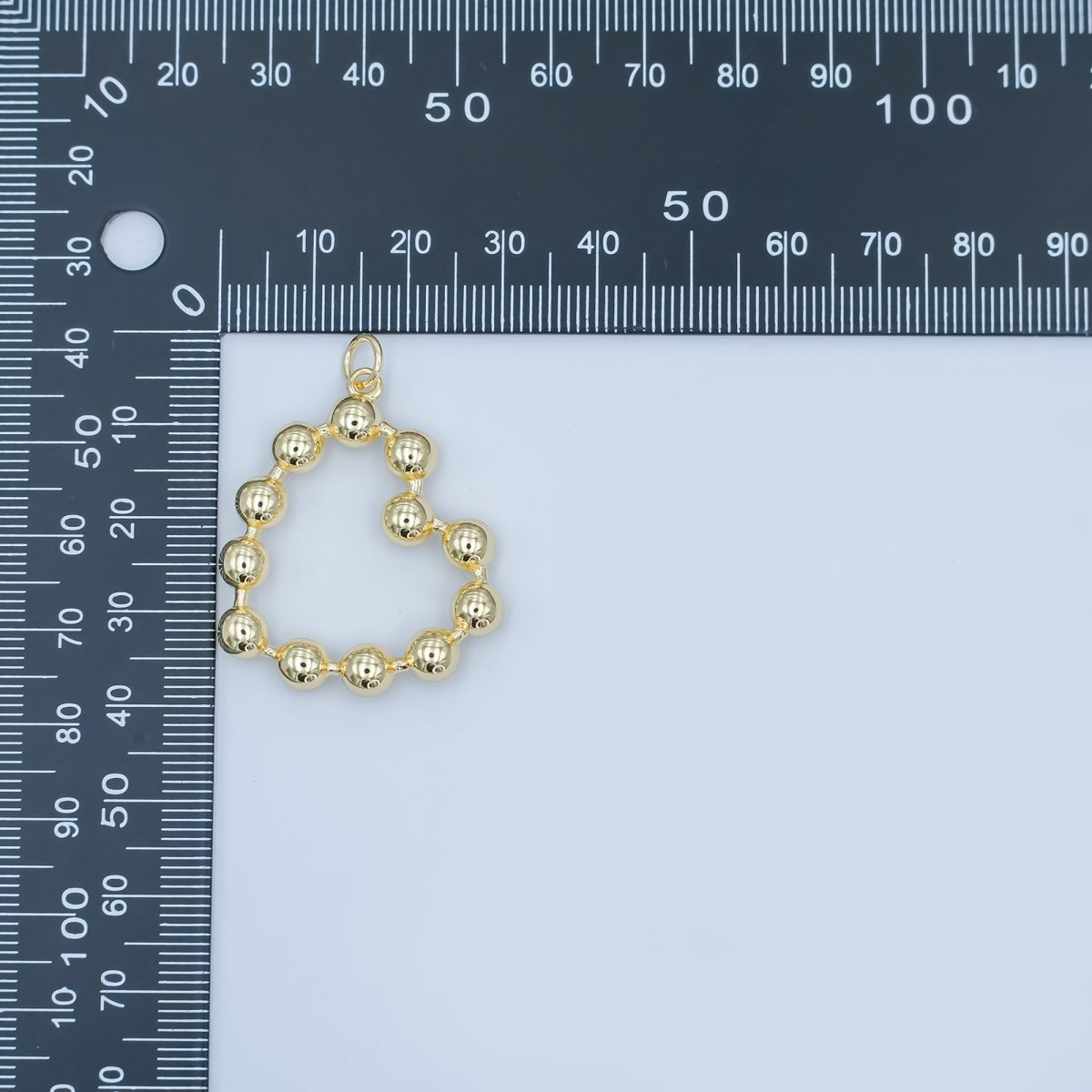 24K Gold Filled 30.5mm Beaded Bubble Heart Charm | M708