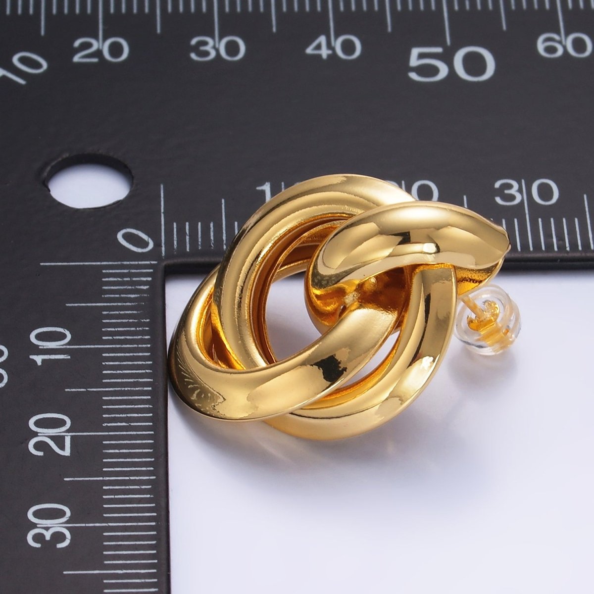 24K Gold Filled 30mm Circular Doorknocker Drop Stud Earrings in Gold &amp; Silver | Q530 Q526