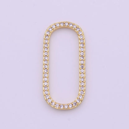 24K Gold Filled 30mm Clear Micro Paved CZ Open Oblong Paperclip Link Jewelry Making Supply | Z-334