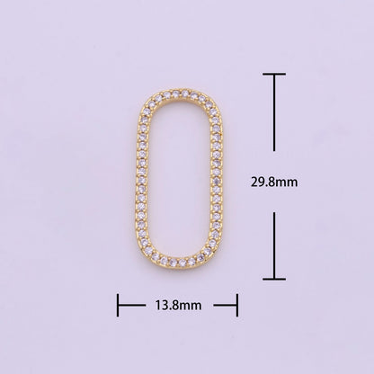 24K Gold Filled 30mm Clear Micro Paved CZ Open Oblong Paperclip Link Jewelry Making Supply | Z-334