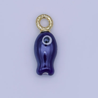 24K Gold Filled 30mm Enamel Fish Sea Animal Ceramic Drop Charm | X794 - X801