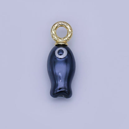 24K Gold Filled 30mm Enamel Fish Sea Animal Ceramic Drop Charm | X794 - X801