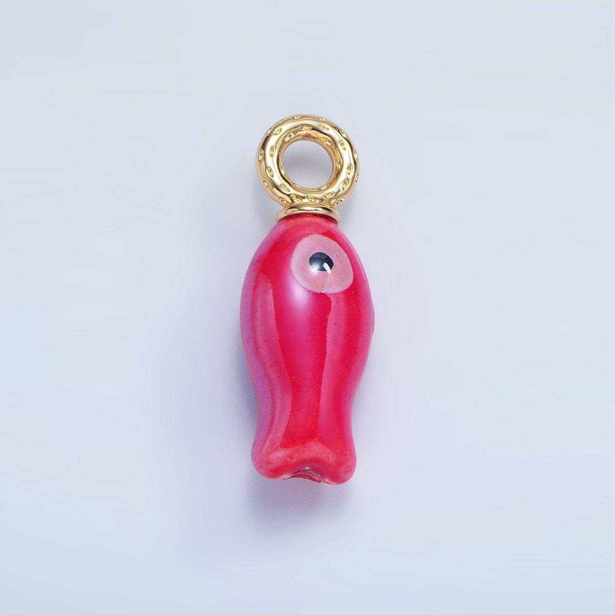 24K Gold Filled 30mm Enamel Fish Sea Animal Ceramic Drop Charm | X794 - X801