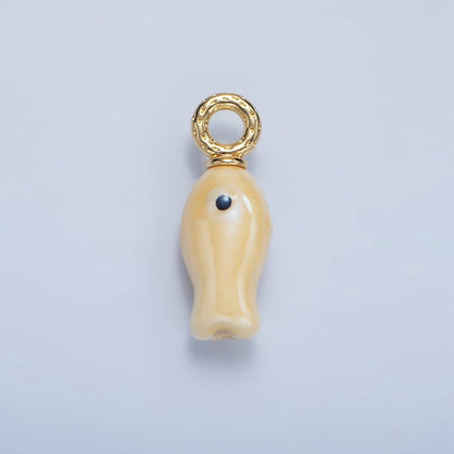 24K Gold Filled 30mm Enamel Fish Sea Animal Ceramic Drop Charm | X794 - X801