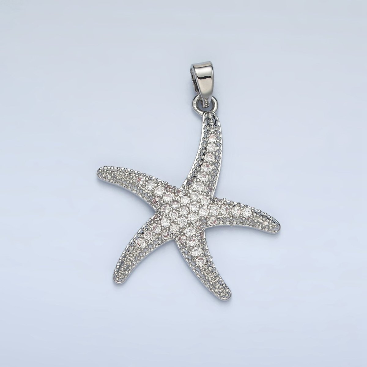 24K Gold Filled 30mm Micro Paved CZ Starfish Pendant in Gold &amp; Silver | AA1391