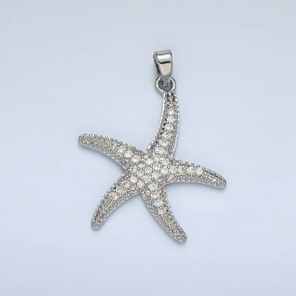 24K Gold Filled 30mm Micro Paved CZ Starfish Pendant in Gold &amp; Silver | AA1391