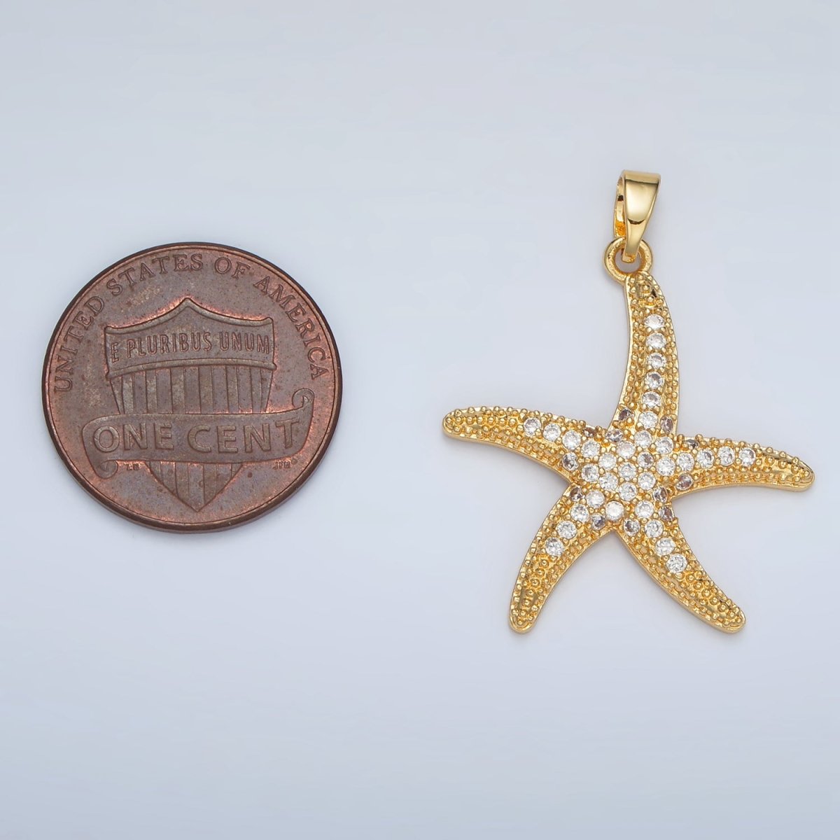 24K Gold Filled 30mm Micro Paved CZ Starfish Pendant in Gold &amp; Silver | AA1391