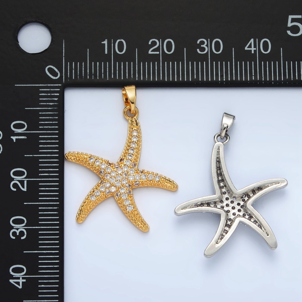 24K Gold Filled 30mm Micro Paved CZ Starfish Pendant in Gold &amp; Silver | AA1391