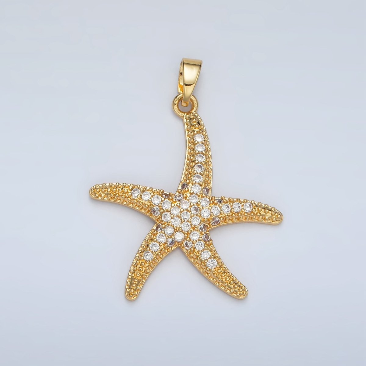 24K Gold Filled 30mm Micro Paved CZ Starfish Pendant in Gold &amp; Silver | AA1391