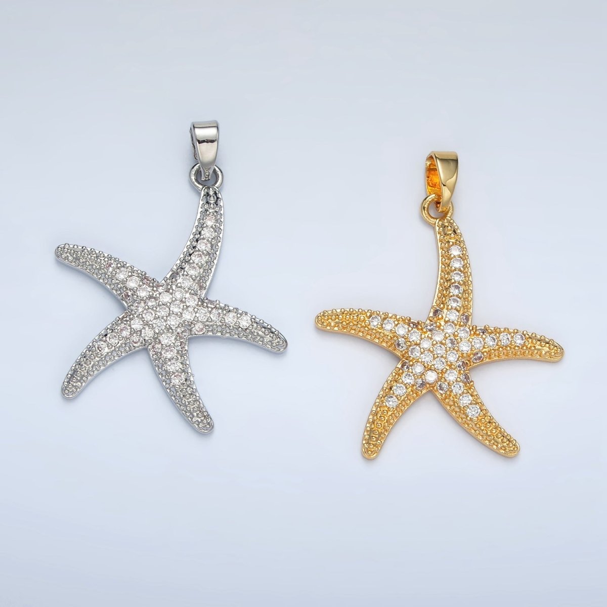 24K Gold Filled 30mm Micro Paved CZ Starfish Pendant in Gold &amp; Silver | AA1391