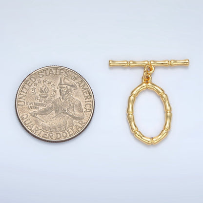 24K Gold Filled 30mm Oval Bamboo Toggle Clasps Closure Findings | Z844