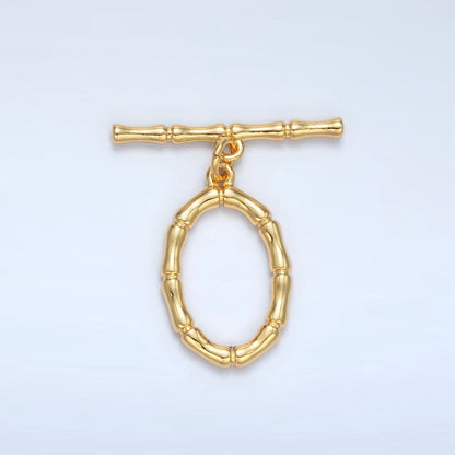 24K Gold Filled 30mm Oval Bamboo Toggle Clasps Closure Findings | Z844