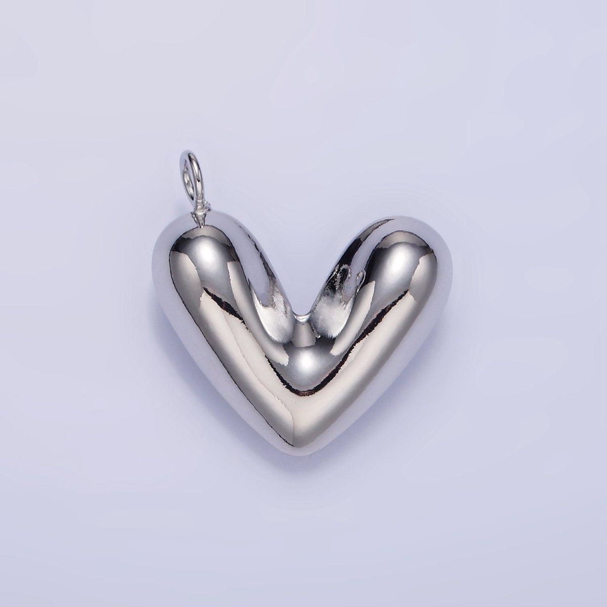 24K Gold Filled 30mm Puffed Heart Pendant in Gold &amp; Silver | D060 D061