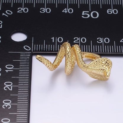 24K Gold Filled 30mm Twirling Snake Serpent Drop Huggie Earrings | AB1174