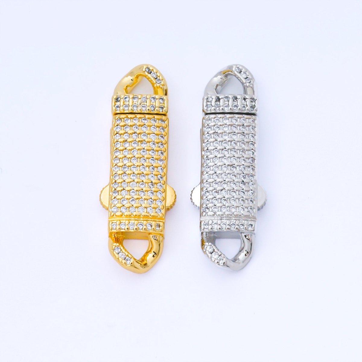 24K Gold Filled 31mm Micro Paved CZ Push Padlock Closure Finding in Gold &amp; Silver | Z1330