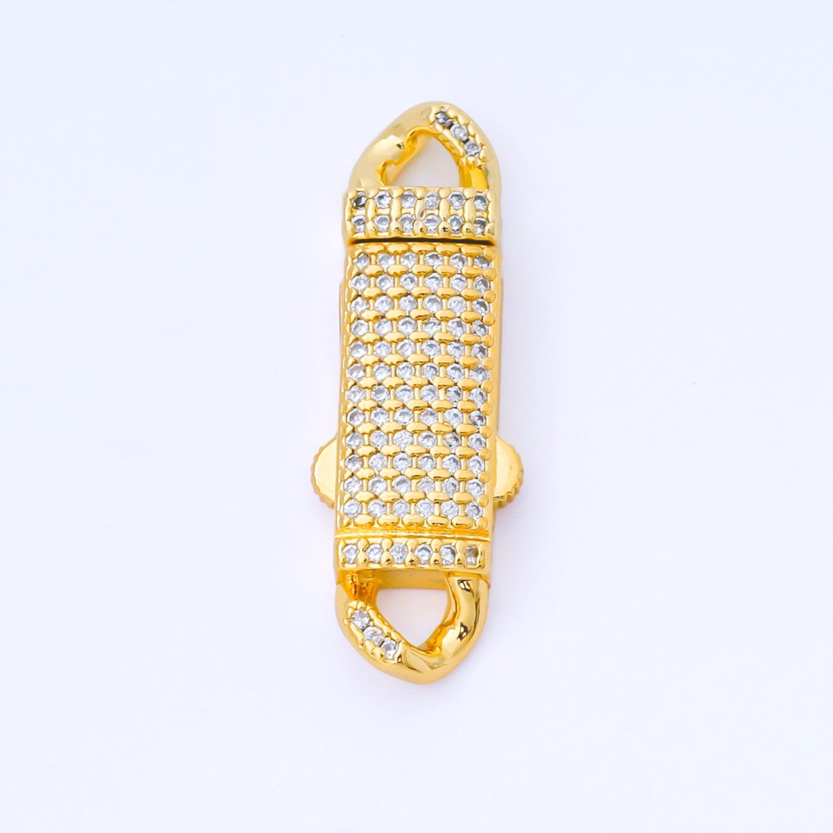 24K Gold Filled 31mm Micro Paved CZ Push Padlock Closure Finding in Gold &amp; Silver | Z1330