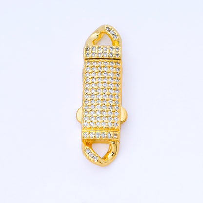24K Gold Filled 31mm Micro Paved CZ Push Padlock Closure Finding in Gold &amp; Silver | Z1330