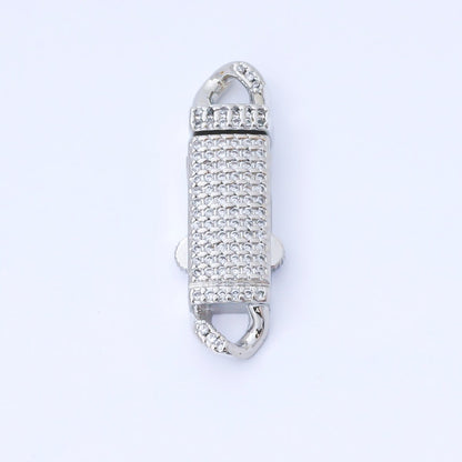 24K Gold Filled 31mm Micro Paved CZ Push Padlock Closure Finding in Gold &amp; Silver | Z1330