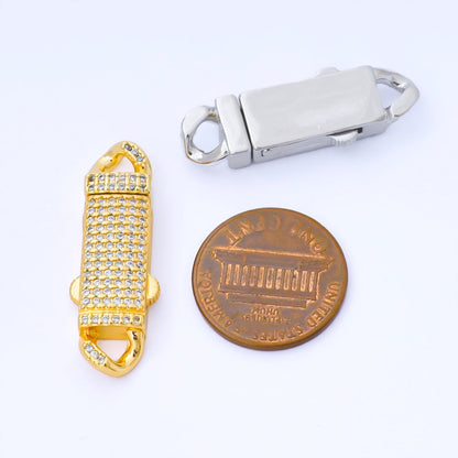 24K Gold Filled 31mm Micro Paved CZ Push Padlock Closure Finding in Gold &amp; Silver | Z1330