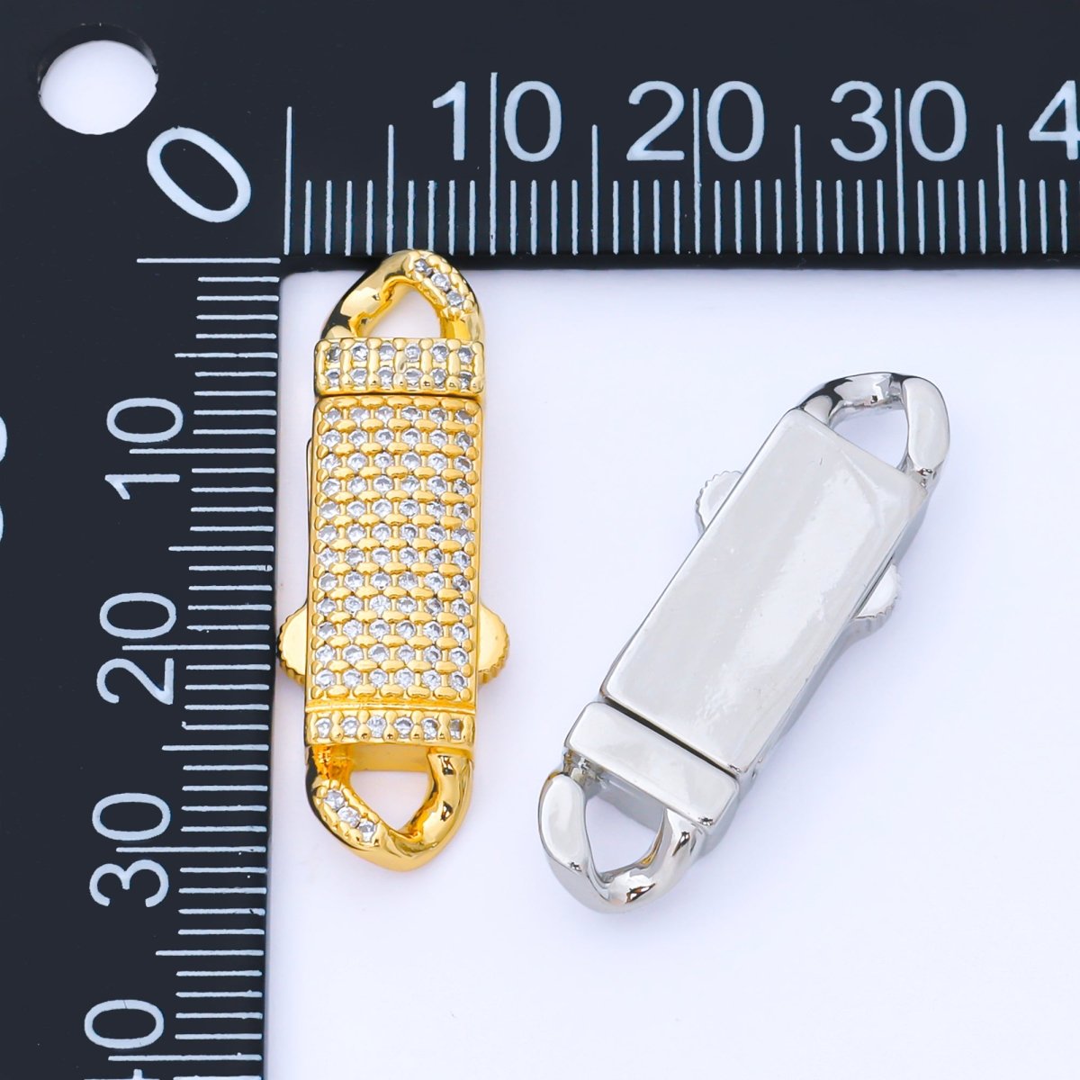 24K Gold Filled 31mm Micro Paved CZ Push Padlock Closure Finding in Gold &amp; Silver | Z1330