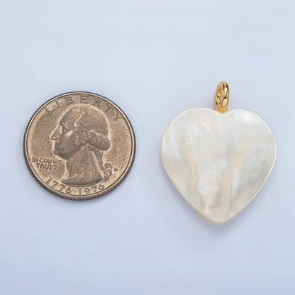24K Gold Filled 31mm White Freshwater Pearl Heart Pendant | P1877