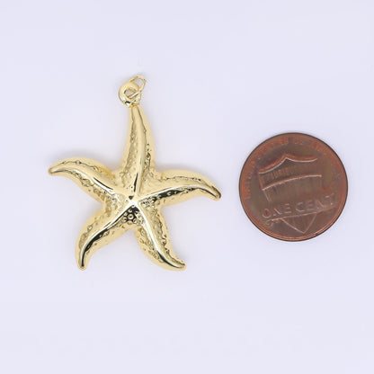 24K Gold Filled 30mm Hammered Sea Starfish Animal 3D Multidimensional Charm | AJ397