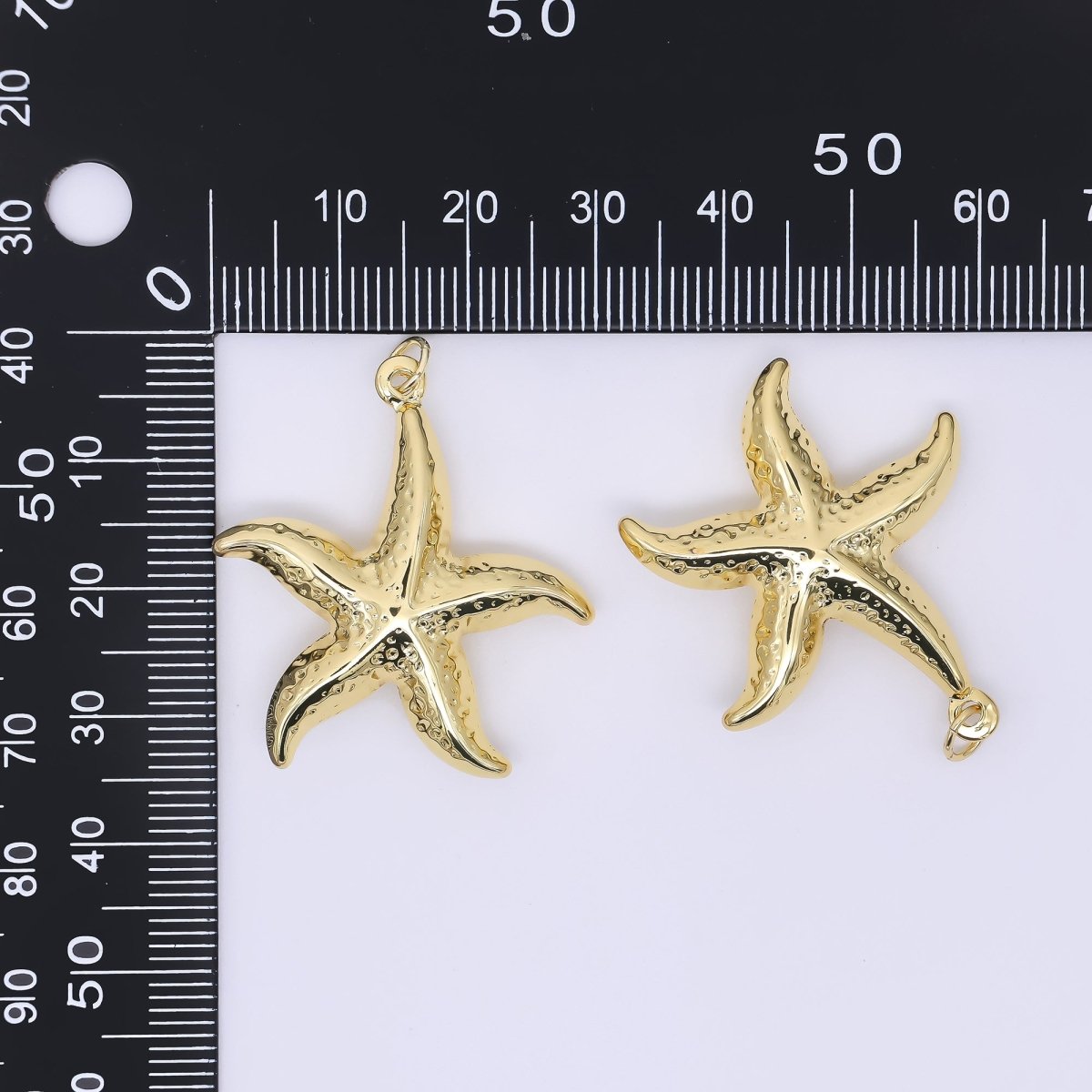24K Gold Filled 30mm Hammered Sea Starfish Animal 3D Multidimensional Charm | AJ397