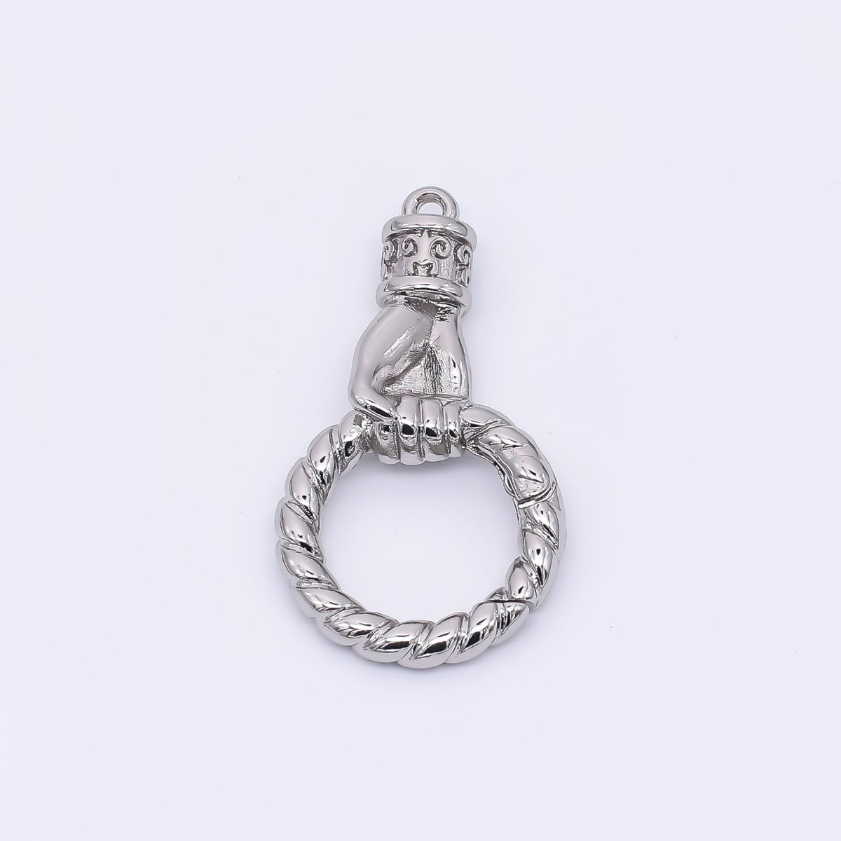 24K Gold Filled 32mm Hand Fish Gesture Round Push Gate Clasp Closure Finding in Gold &amp; Silver | Z-1312