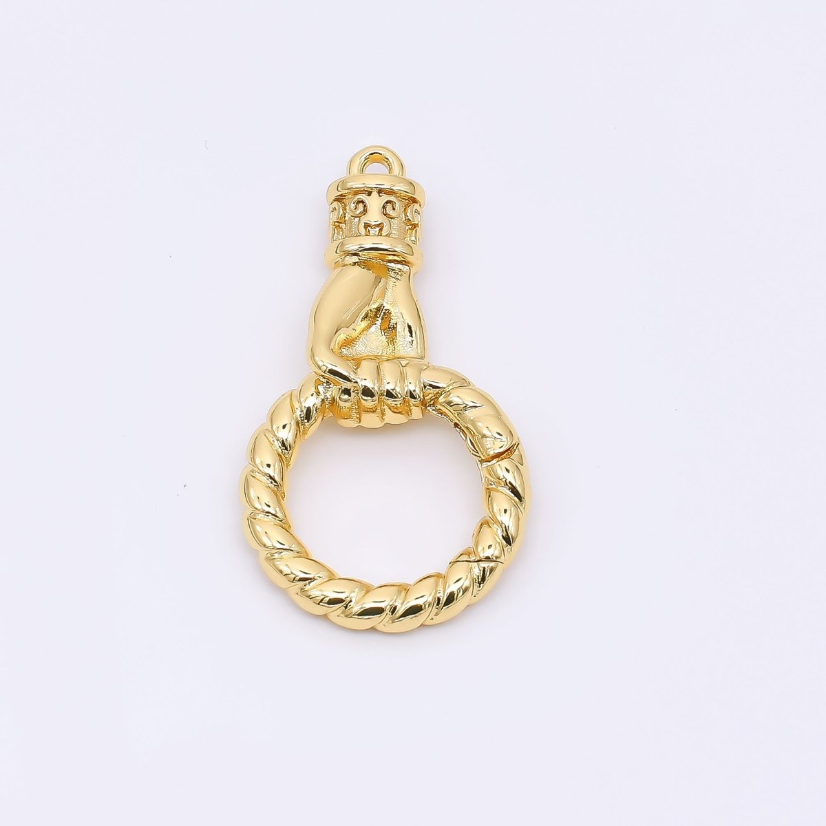 24K Gold Filled 32mm Hand Fish Gesture Round Push Gate Clasp Closure Finding in Gold &amp; Silver | Z-1312