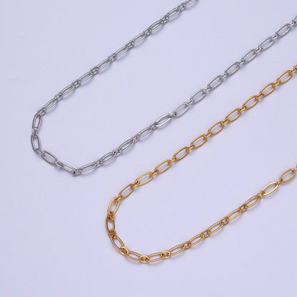 24K Gold Filled 3.2mm Paperclip Chain Cable Link Unfinished Gold, Silver Chain | ROLL-972, ROLL-973 Clearance Pricing