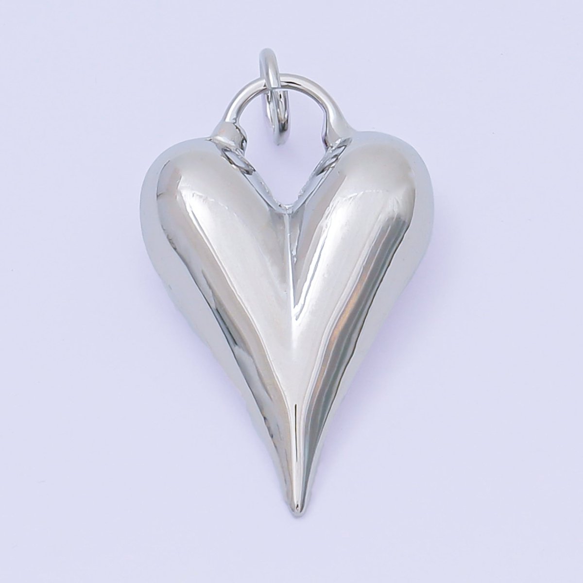 24K Gold Filled 32mm Minimalist Chubby Heart Shaped Charm in Gold &amp; Silver | AC-1583