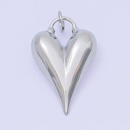 24K Gold Filled 32mm Minimalist Chubby Heart Shaped Charm in Gold &amp; Silver | AC-1583