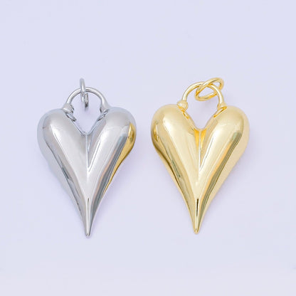 24K Gold Filled 32mm Minimalist Chubby Heart Shaped Charm in Gold &amp; Silver | AC-1583