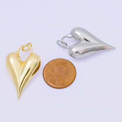 24K Gold Filled 32mm Minimalist Chubby Heart Shaped Charm in Gold &amp; Silver | AC-1583