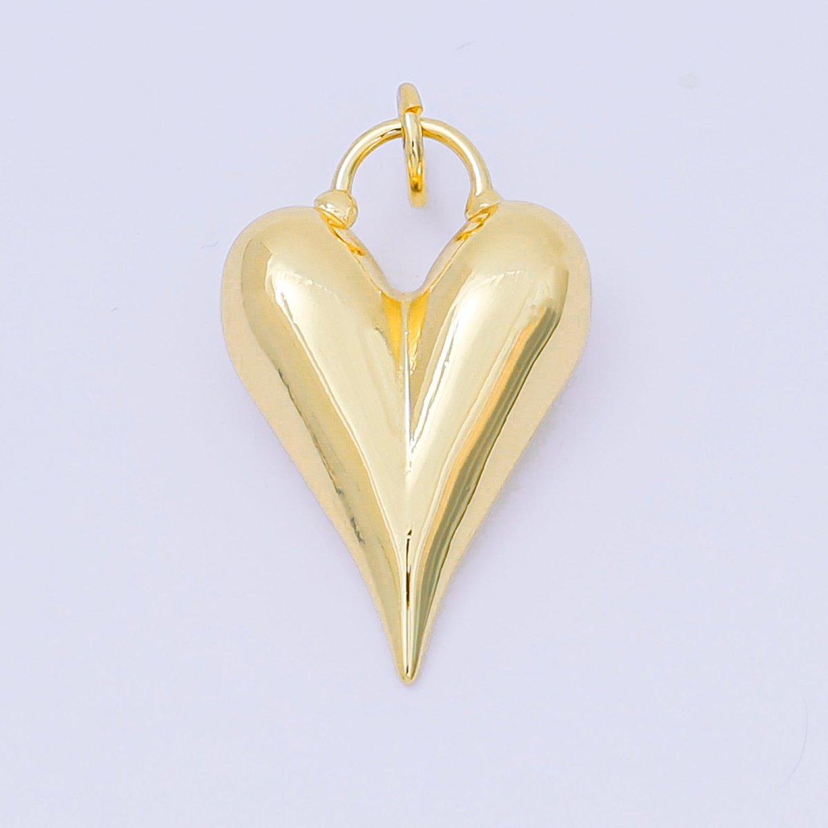 24K Gold Filled 32mm Minimalist Chubby Heart Shaped Charm in Gold &amp; Silver | AC-1583