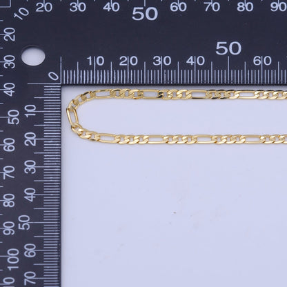 24K Gold Filled 3.3mm Flat Figaro Unfinished Wholesale Chain by Yard | ROLL-1012 Clearance Pricing