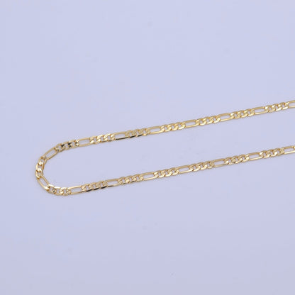 24K Gold Filled 3.3mm Flat Figaro Unfinished Wholesale Chain by Yard | ROLL-1012 Clearance Pricing