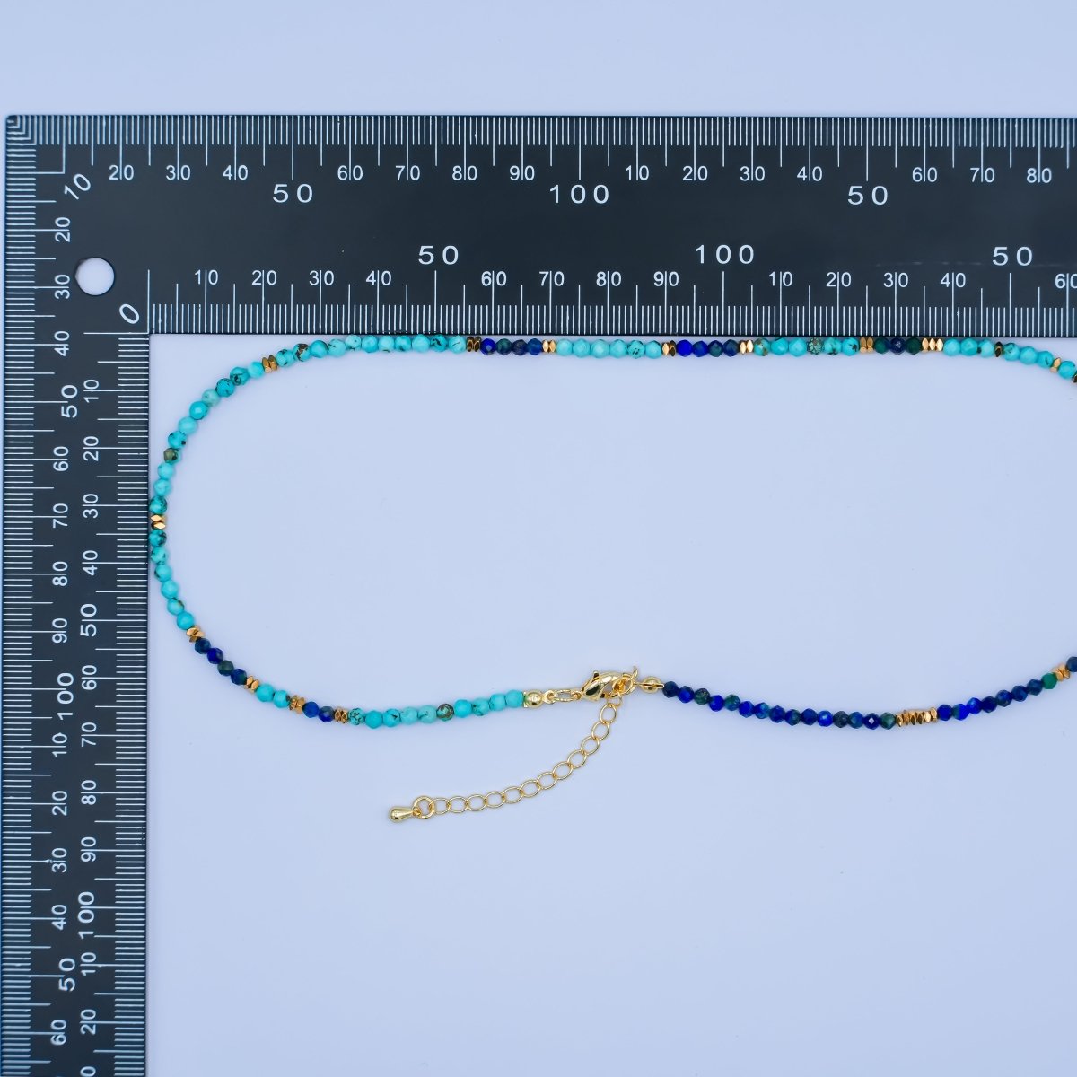 24K Gold Filled 3.3mm Lapis Lazuli Turquoise Gemstone 16 Inch Necklace | WA-2870
