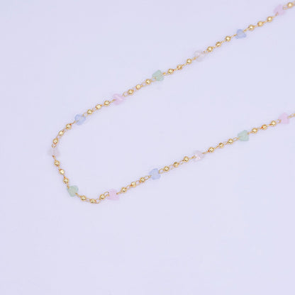 24K Gold Filled 3.3mm Pastel  Multicolor Crystal Ball Bead Unfinished Chain by Yard | Roll-1658