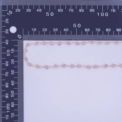 24K Gold Filled 3.3mm Pink Crystal Link Unfinished Chain by Yard | Roll-1654