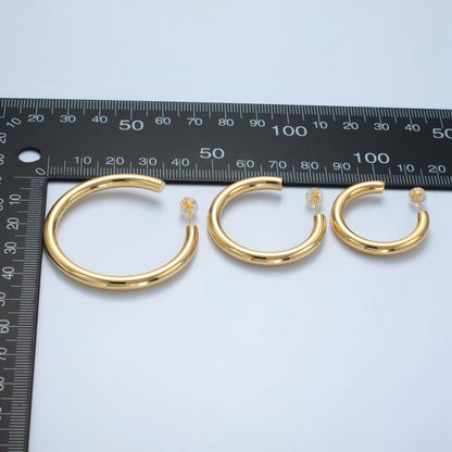 24K Gold Filled 35mm, 45mm Minimalist C-Shaped Hoop Earrings | Q532 AD723 AD724